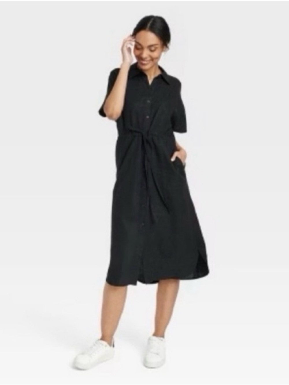 A New Day Black Linen Blend Dress Size XS